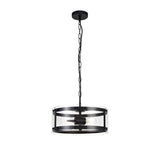 Modern Double Light Pendant in Matte Black with Clear Shade