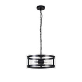 Modern Double Light Pendant in Matte Black with Clear Shade