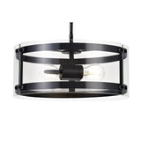 Modern Double Light Pendant in Matte Black with Clear Shade