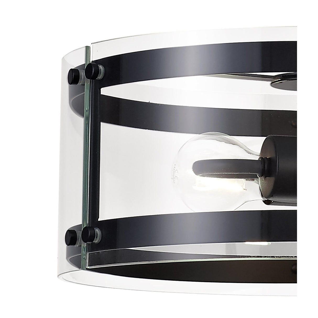 Modern Double Light Pendant in Matte Black with Clear Shade