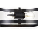 Modern Double Light Pendant in Matte Black with Clear Shade