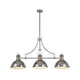 Sleek Linear Pendant Light, Polished Nickel with Frosted Glass Shades