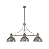 Sleek Linear Pendant Light, Polished Nickel with Frosted Glass Shades
