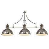 Sleek Linear Pendant Light, Polished Nickel with Frosted Glass Shades