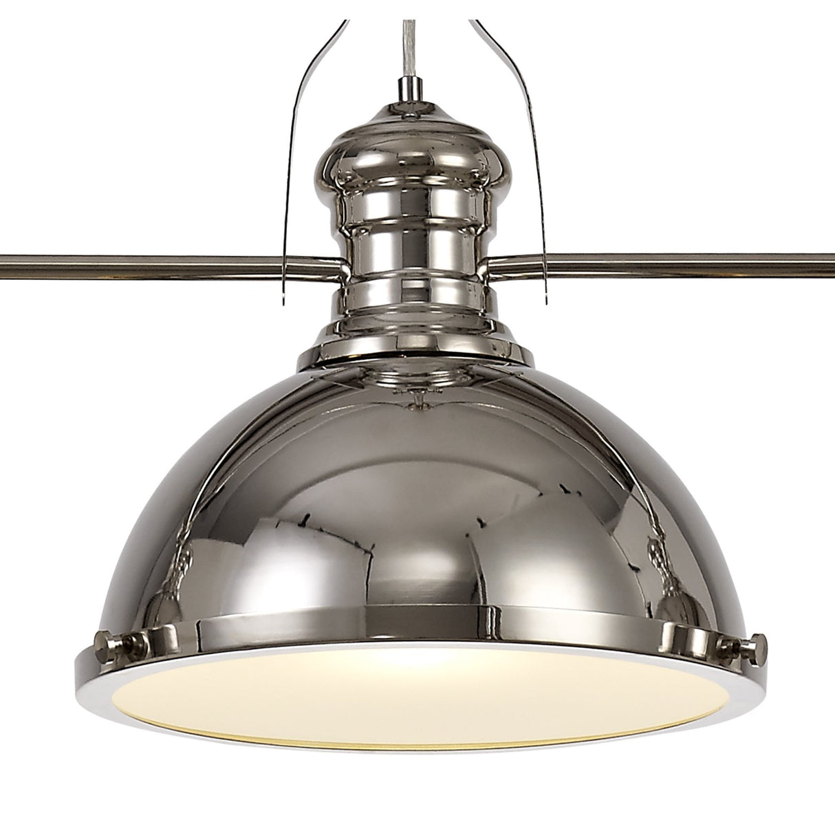 Sleek Linear Pendant Light, Polished Nickel with Frosted Glass Shades