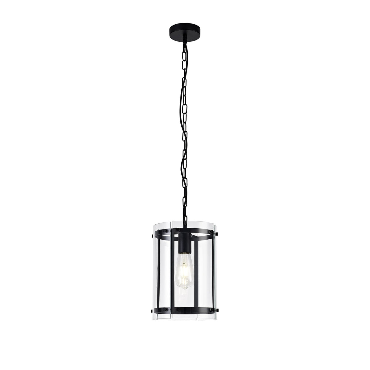 Modern Matt Black Pendant Light with Clear Shade