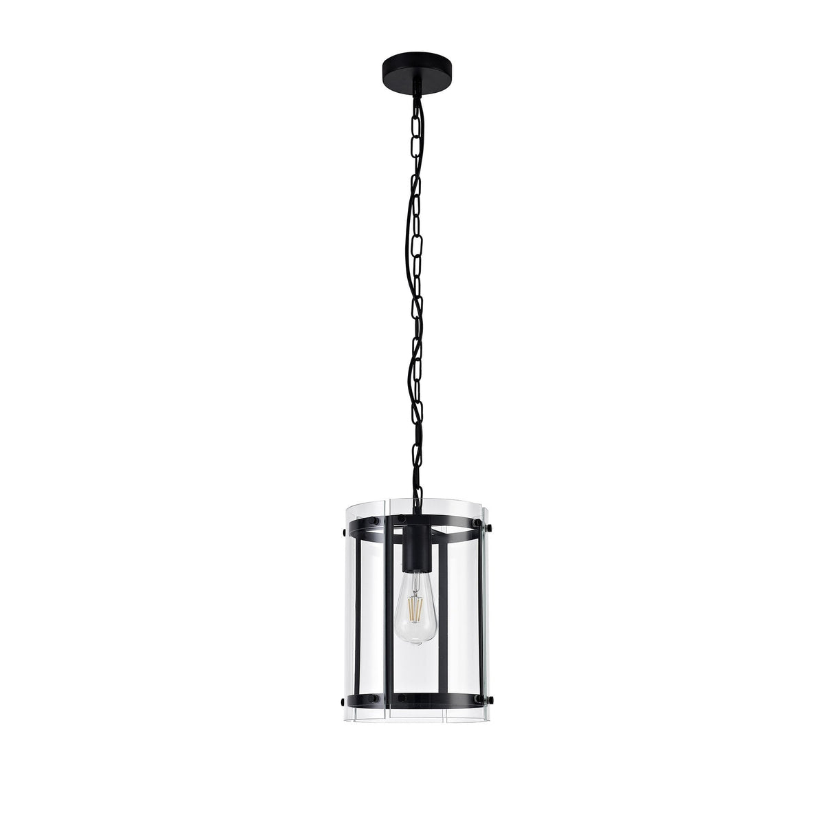 Modern Matt Black Pendant Light with Clear Shade
