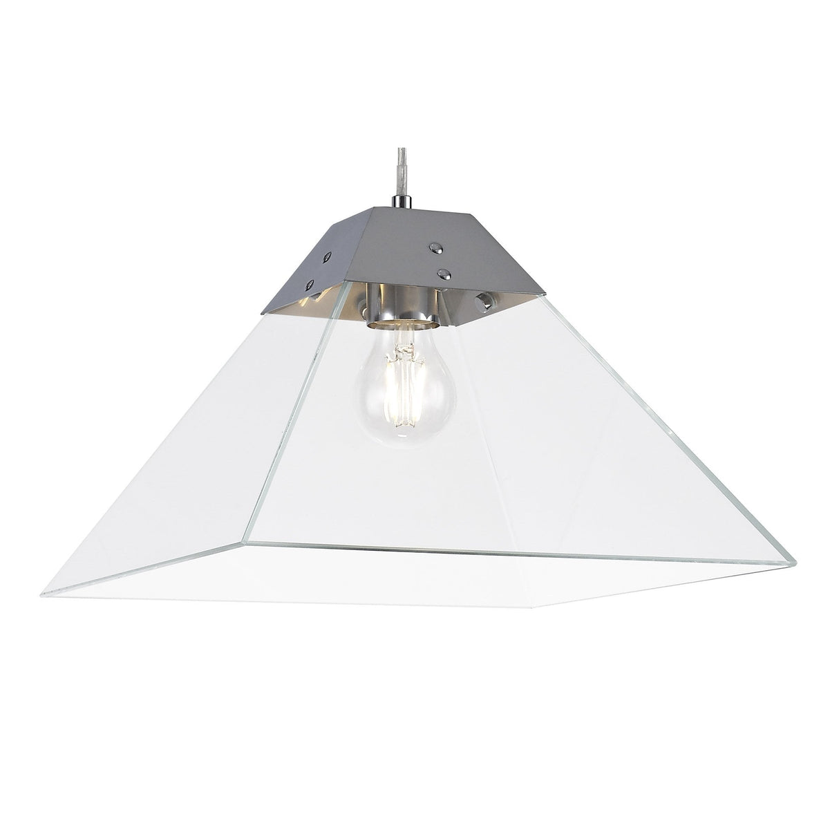 Modern Chrome Pendant Light with Clear Shade