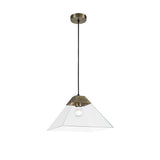 Elegant Antique Brass Pendant Light with Clear Shade