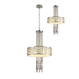 Elegant Convertible Pendant/Semi Ceiling Light with Polished Chrome and Crystal Finish