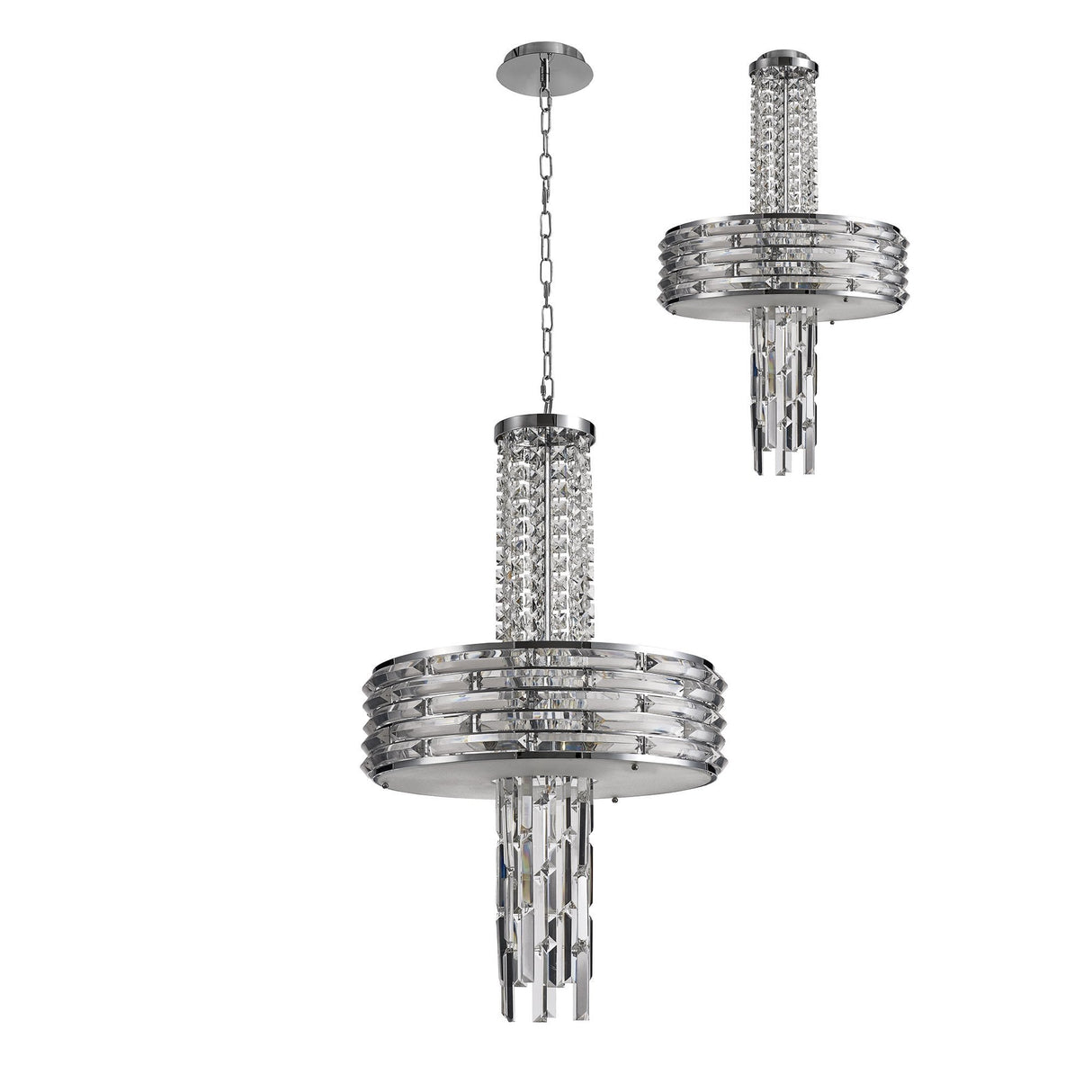 Elegant Convertible Pendant/Semi Ceiling Light with Polished Chrome and Crystal Finish