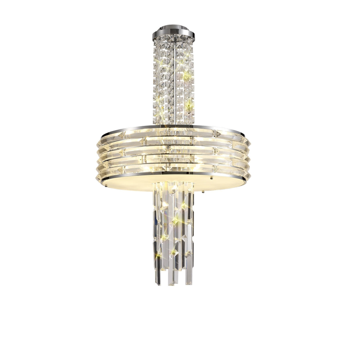 Elegant Convertible Pendant/Semi Ceiling Light with Polished Chrome and Crystal Finish