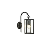 Graphite Black Downward Wall Lamp with Clear Shade, E27, IP54, 2-Year Warranty