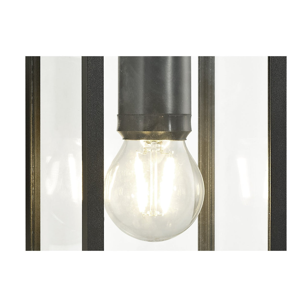 Graphite Black Downward Wall Lamp with Clear Shade, E27, IP54, 2-Year Warranty