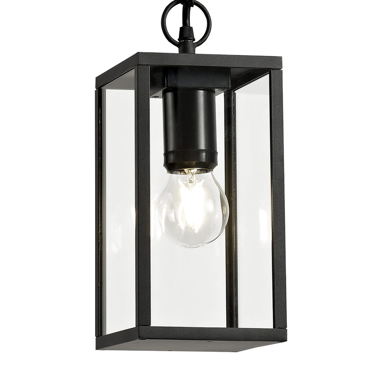 Graphite Black Hanging Pendant Light with Clear Shade, E27, IP54, 2-Year Warranty