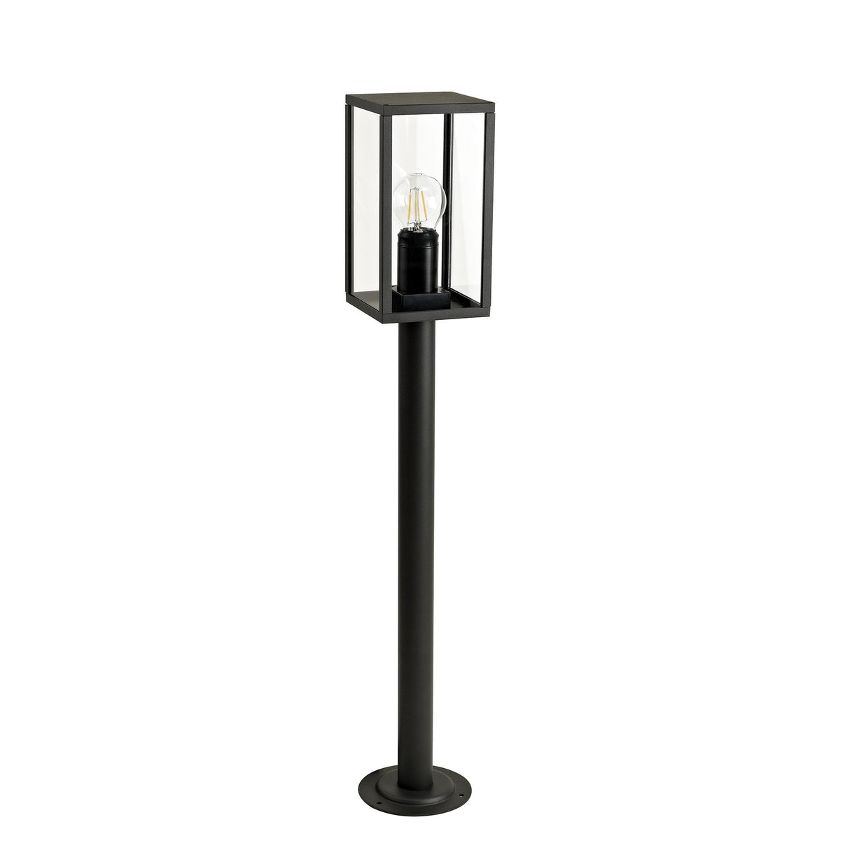 Graphite Black Outdoor Lamp Post with Clear Shade, 1xE27, IP54, 2-Year Warranty