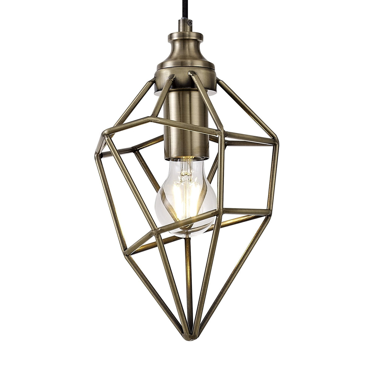 Vintage Brass Pendant Light with Adjustable Drop