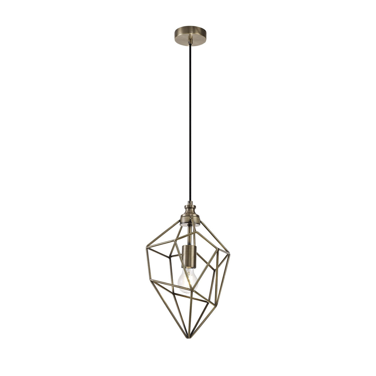 Vintage-Inspired Brass Pendant Light with Adjustable Drop