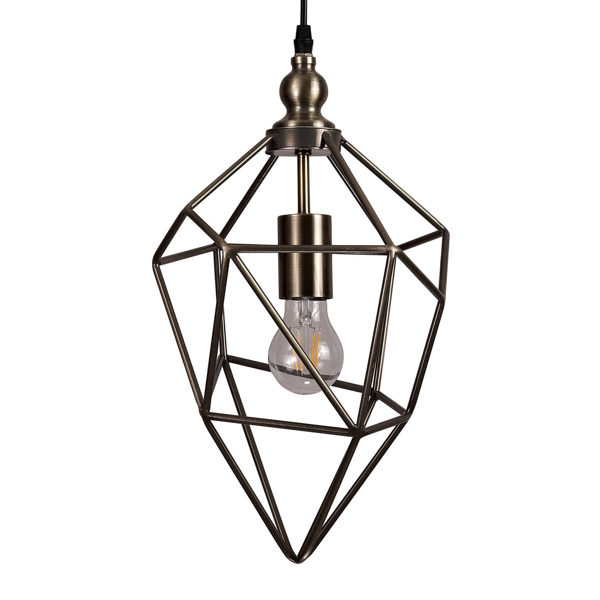 Vintage-Inspired Brass Pendant Light with Adjustable Drop