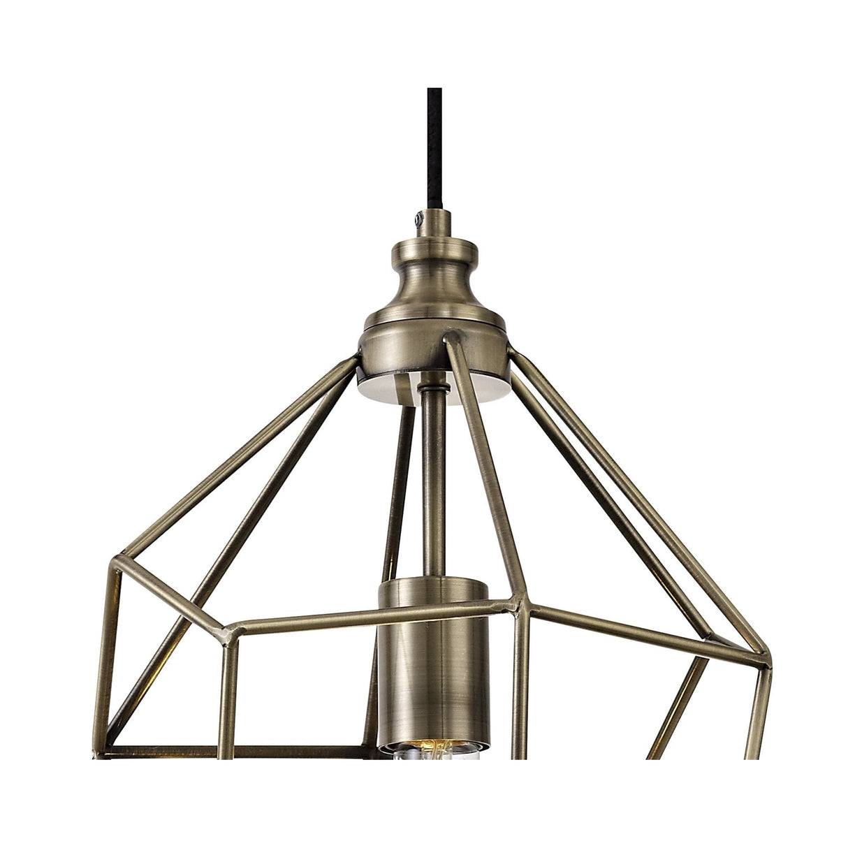 Vintage Brass E27 Pendant Light Fixture - Adjustable Drop