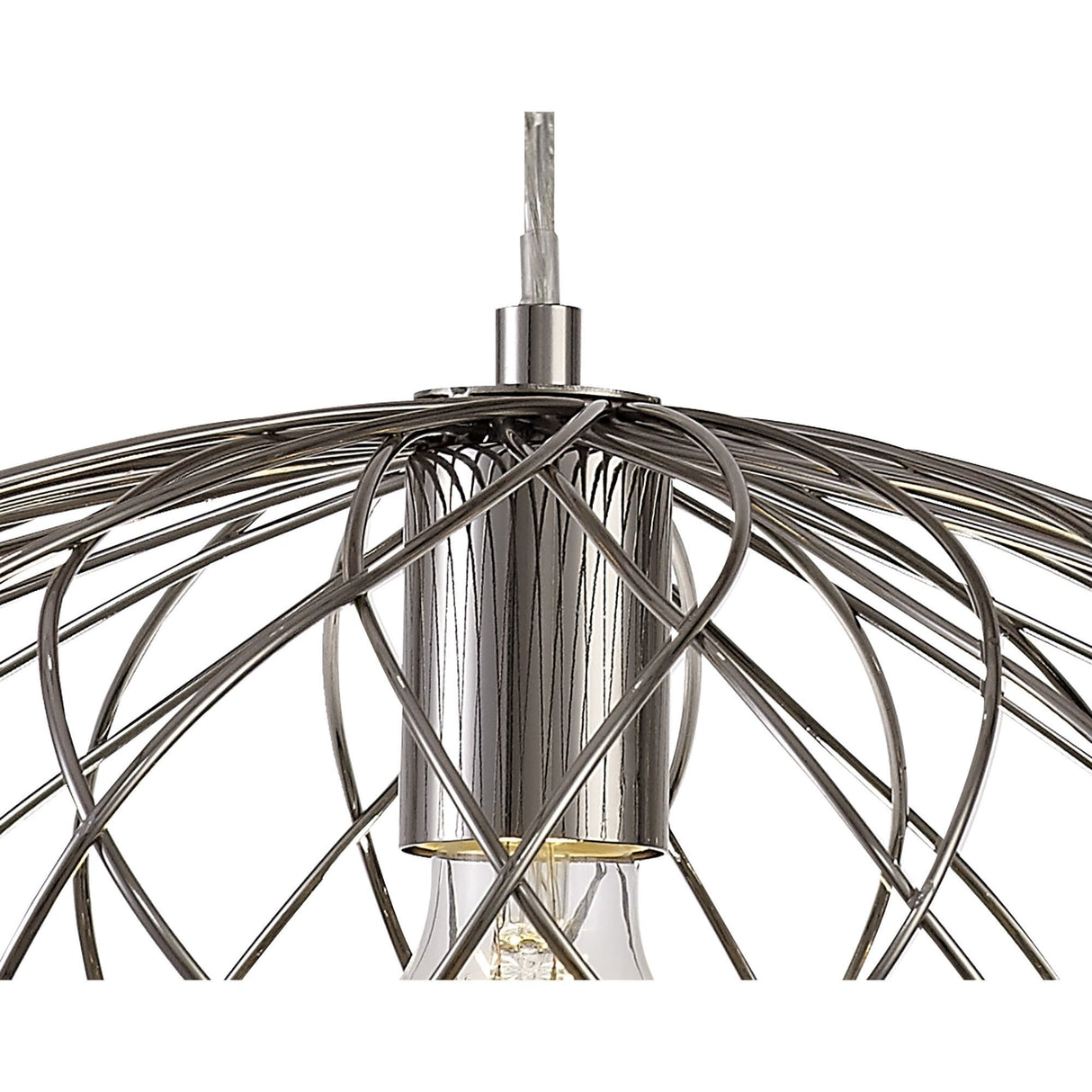 Polished Nickel Elliptical Sphere Pendant Light, E27 Socket