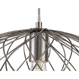 Polished Nickel Elliptical Sphere Pendant Light, E27 Socket