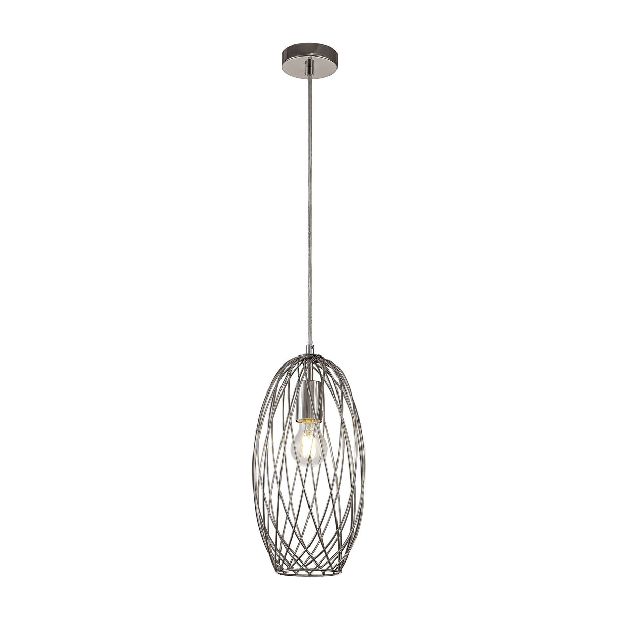 Elegant Curved Cylinder Pendant Light in Polished Nickel