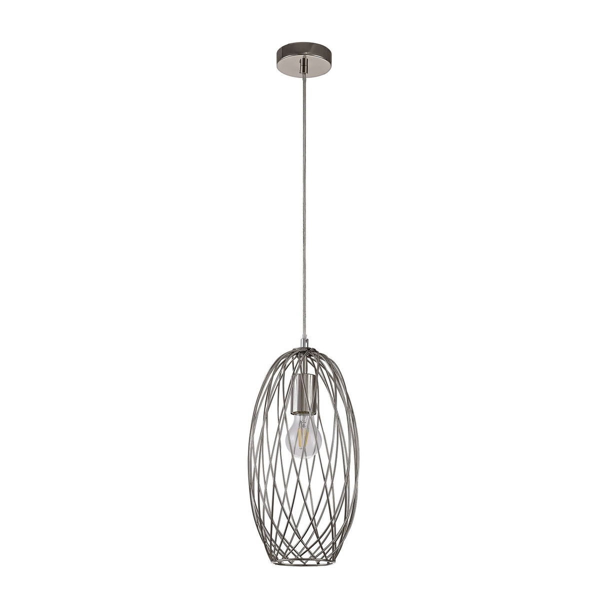Elegant Curved Cylinder Pendant Light in Polished Nickel