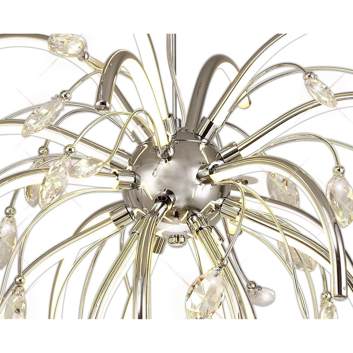 Luminous Halo: 20-LED Polished Chrome Pendant Light, Warm Glow, 3-Year Warranty