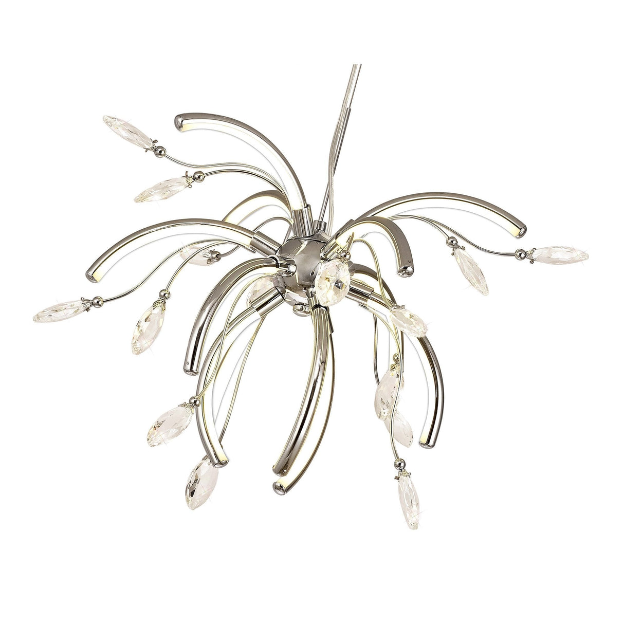 Medium Polished Chrome Pendant, 12 x 2.5W Integrated LED, Warm White 3000K, Elegant Opal Shade, 1243lm, 3-Year Warranty