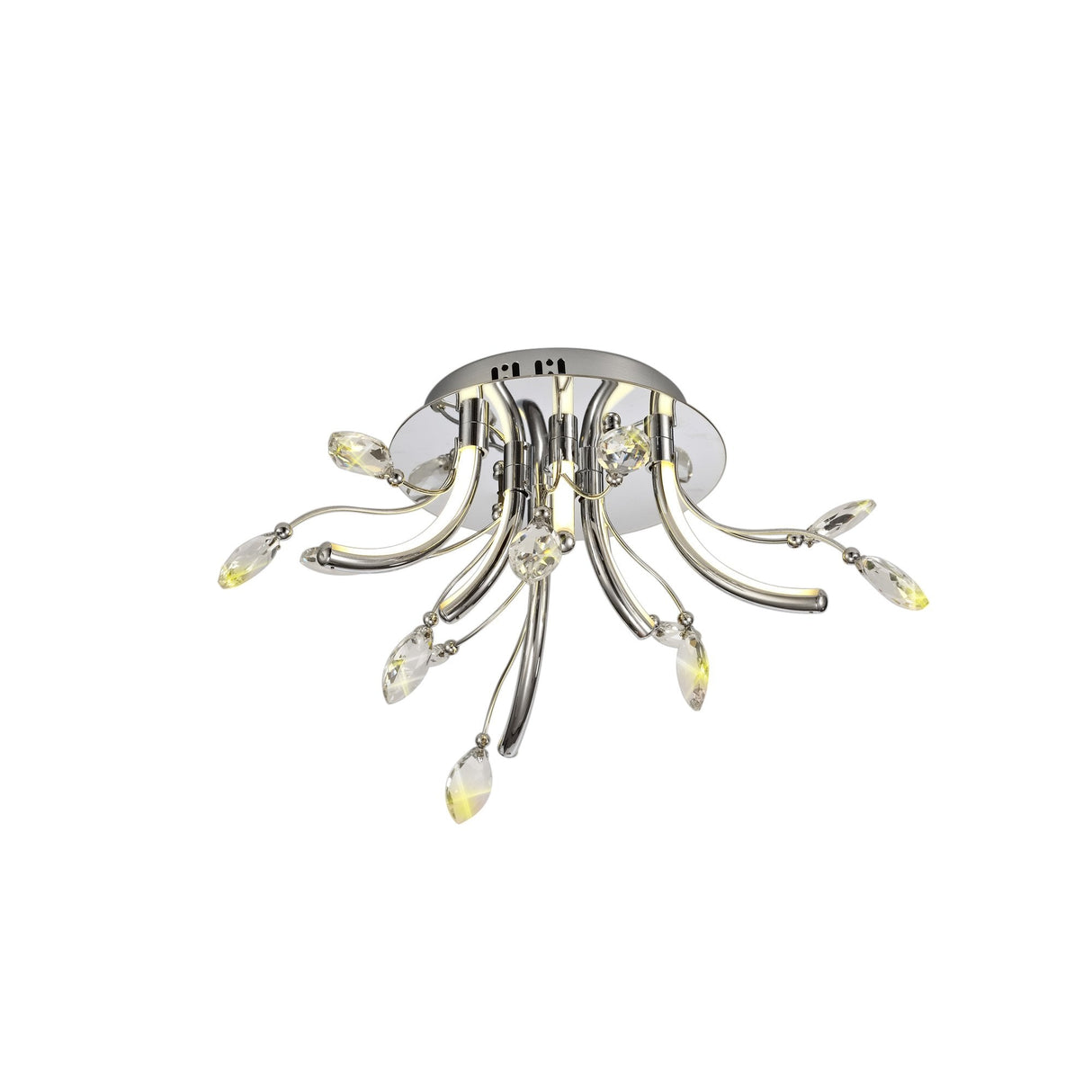 Polished Chrome LED Ceiling Light with Opal White Shade and K9 Crystals, 6 x 2W, 580lm, 3000K, 3-Year Warranty