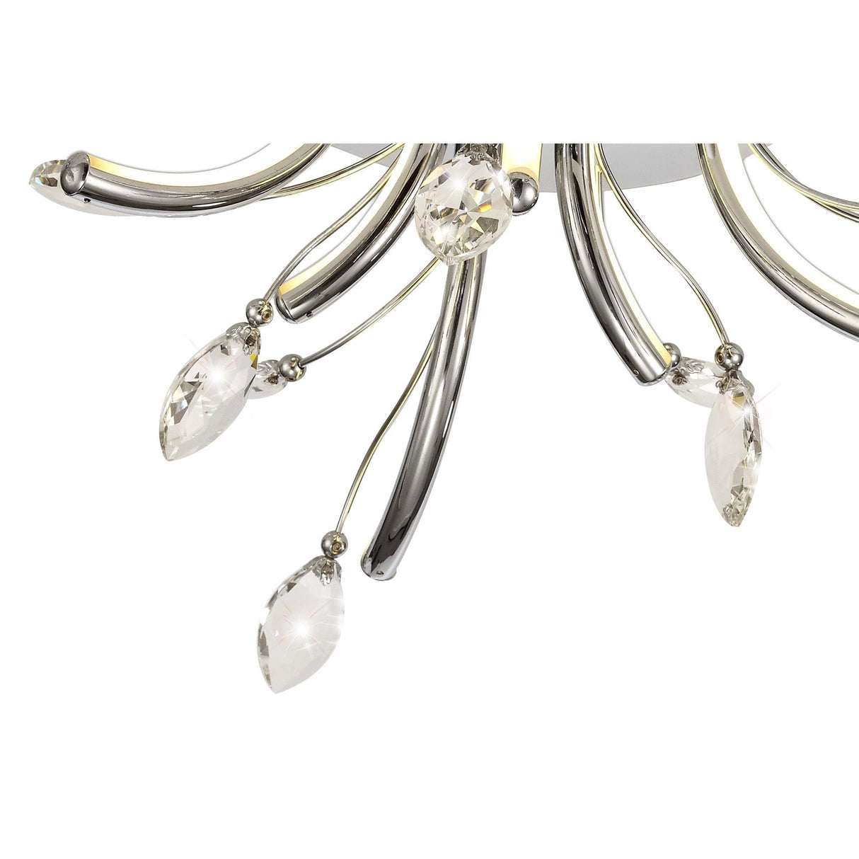 Polished Chrome LED Ceiling Light with Opal White Shade and K9 Crystals, 6 x 2W, 580lm, 3000K, 3-Year Warranty