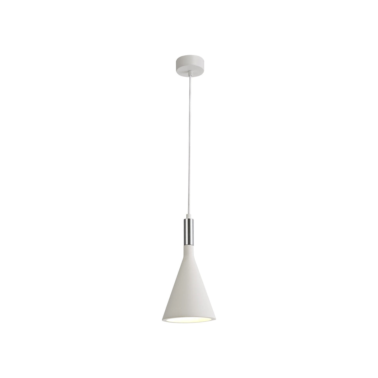 White Paintable Gypsum Pendant Lamp with Polished Chrome Accents