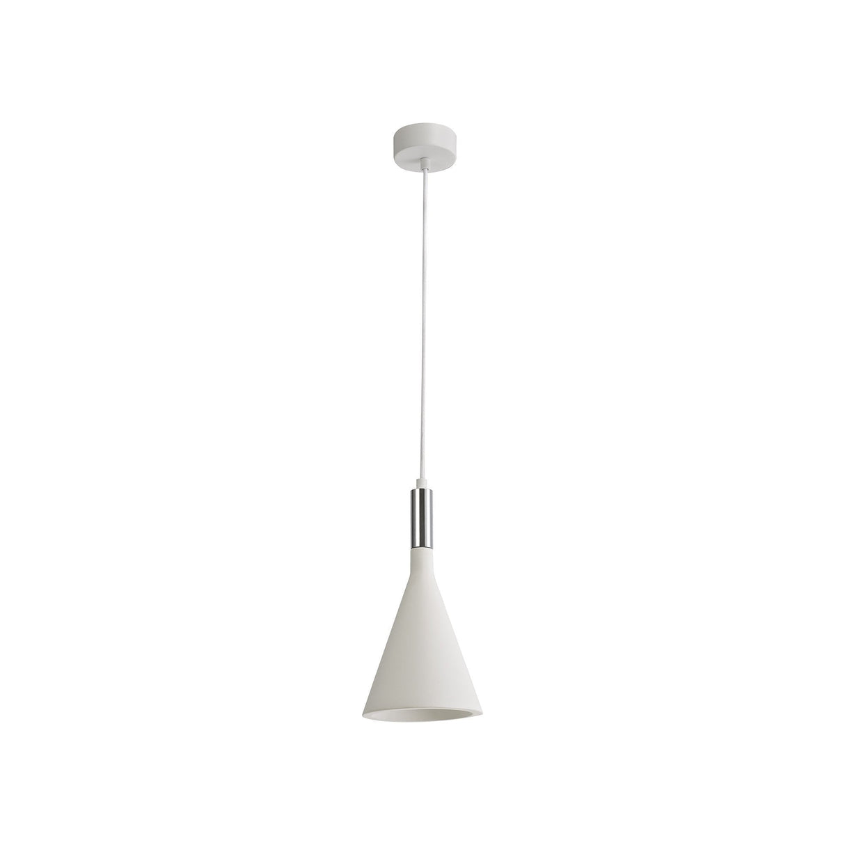 White Paintable Gypsum Pendant Lamp with Polished Chrome Accents