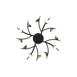 Contemporary 12-Light LED Fixture, 3W Each, 3000K Warm Glow, Black with Antique Brass Finish