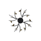 Contemporary 12-Light LED Fixture, 3W Each, 3000K Warm Glow, Black with Antique Brass Finish