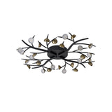 28-Light Modern Semi-Flush Fixture, Black/Antique Brass with Frosted White Shades, 3000K LED, 4400 Lumens, 3-Year Warranty