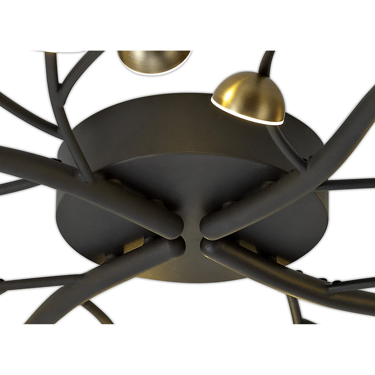 28-Light Modern Semi-Flush Fixture, Black/Antique Brass with Frosted White Shades, 3000K LED, 4400 Lumens, 3-Year Warranty