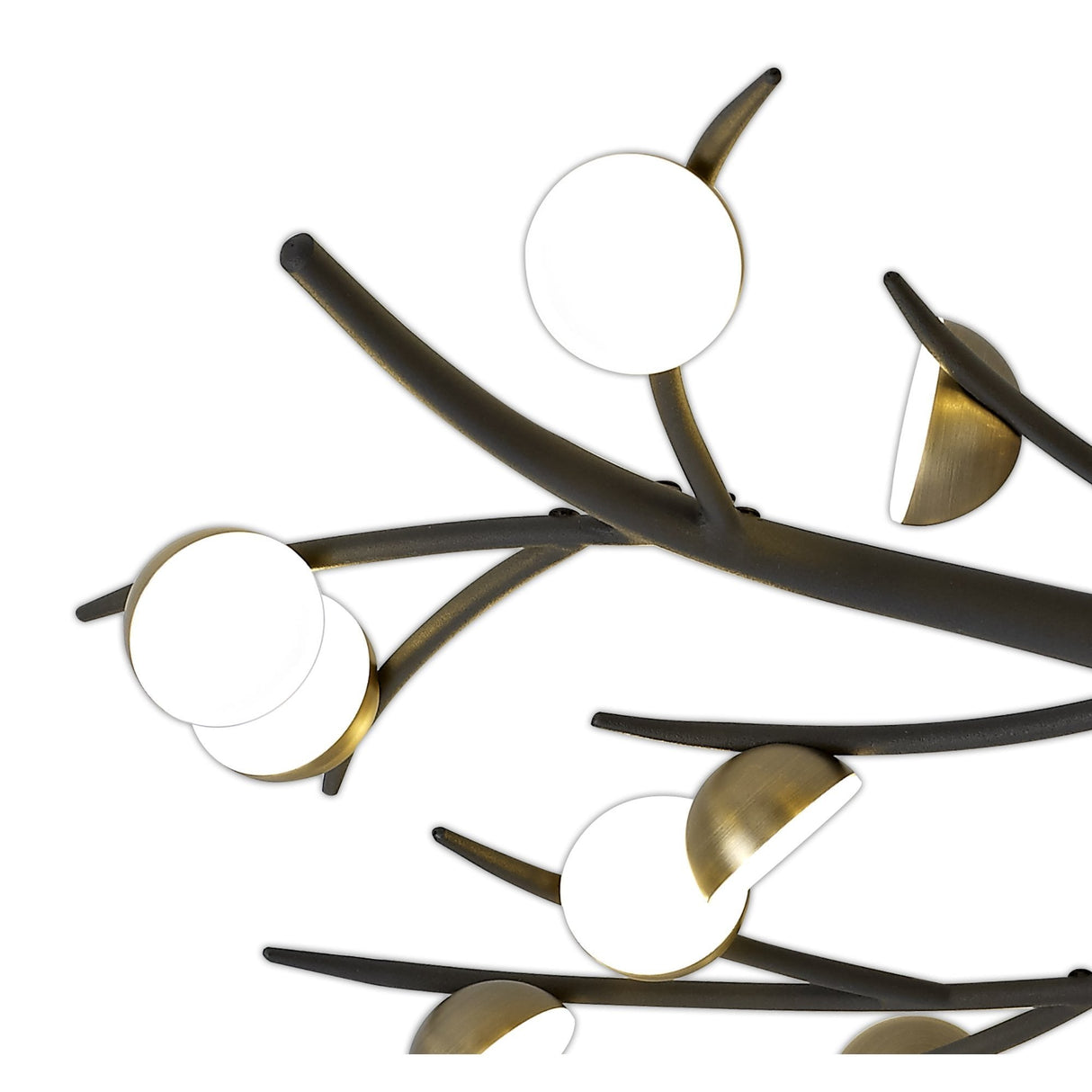 28-Light Modern Semi-Flush Fixture, Black/Antique Brass with Frosted White Shades, 3000K LED, 4400 Lumens, 3-Year Warranty