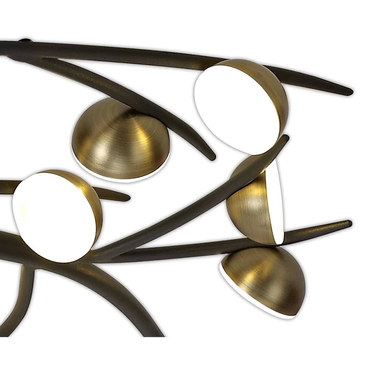 28-Light Modern Semi-Flush Fixture, Black/Antique Brass with Frosted White Shades, 3000K LED, 4400 Lumens, 3-Year Warranty