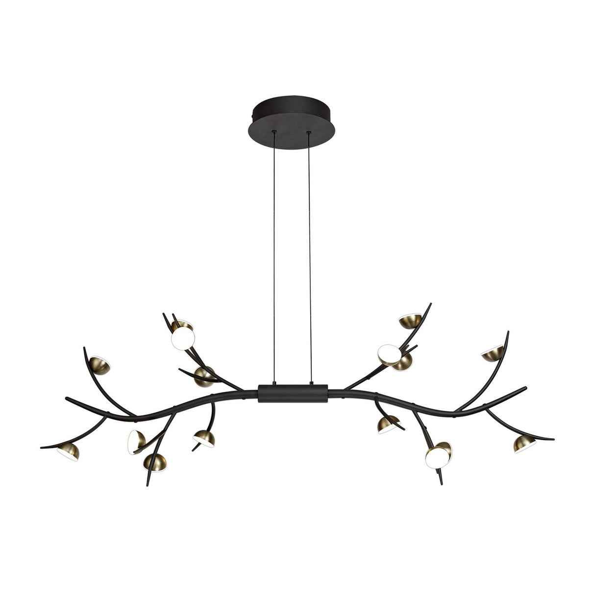16-Light Linear Chandelier, Integrated 3W LEDs, Warm White 3000K, 2640 Lumens, Black with Antique Brass Accents, 3-Year Warranty