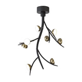 Modern 8-Light LED Ceiling Pendant, Black/Antique Brass, 3000K Warm Glow, 1320lm, 3-Year Warranty