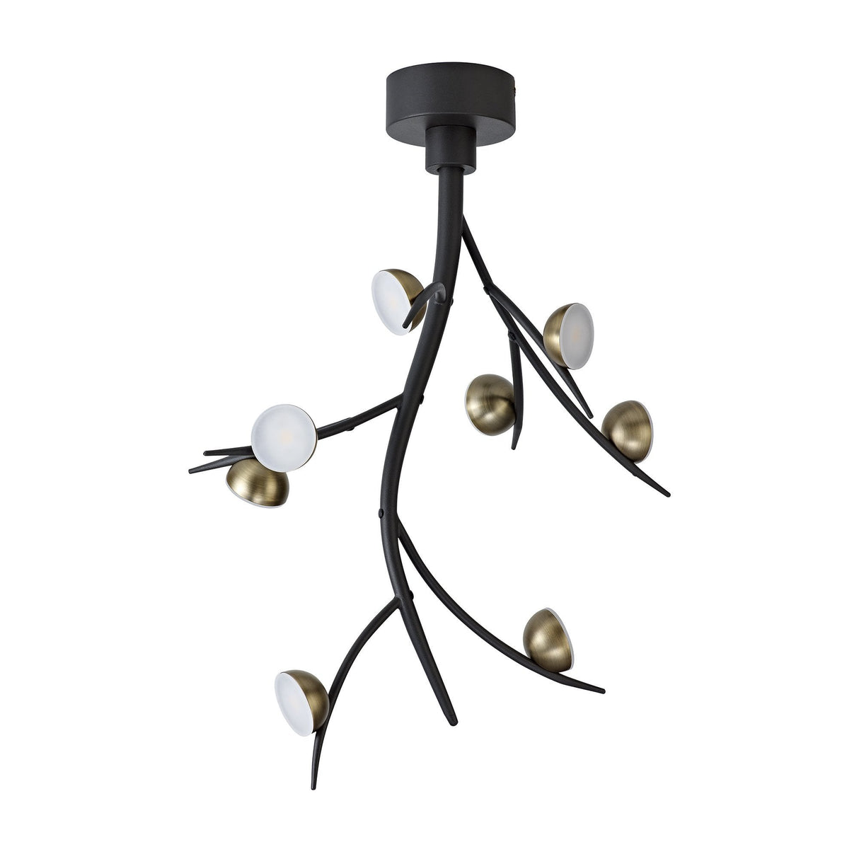 Modern 8-Light LED Ceiling Pendant, Black/Antique Brass, 3000K Warm Glow, 1320lm, 3-Year Warranty