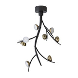 Modern 8-Light LED Ceiling Pendant, Black/Antique Brass, 3000K Warm Glow, 1320lm, 3-Year Warranty