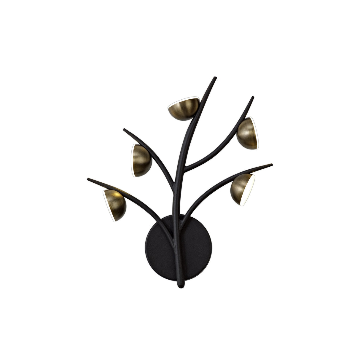 Elegant 5-Light Wall Fixture, 3W LED, 3000K, 825lm, Black & Antique Brass Finish, 3-Year Warranty