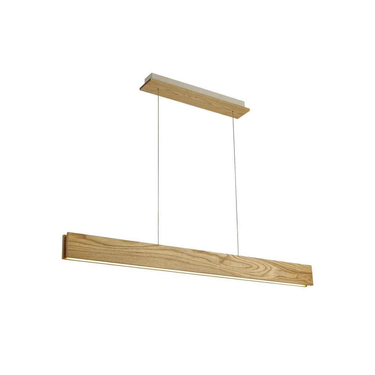 Contemporary 2-Light Pendant with Matte White and Medium Oak Finish, 3000K LED, 1662 Lumens