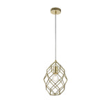 Elegant Curved Brass Pendant Light, E27 Socket