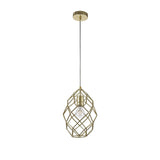 Elegant Curved Brass Pendant Light, E27 Socket