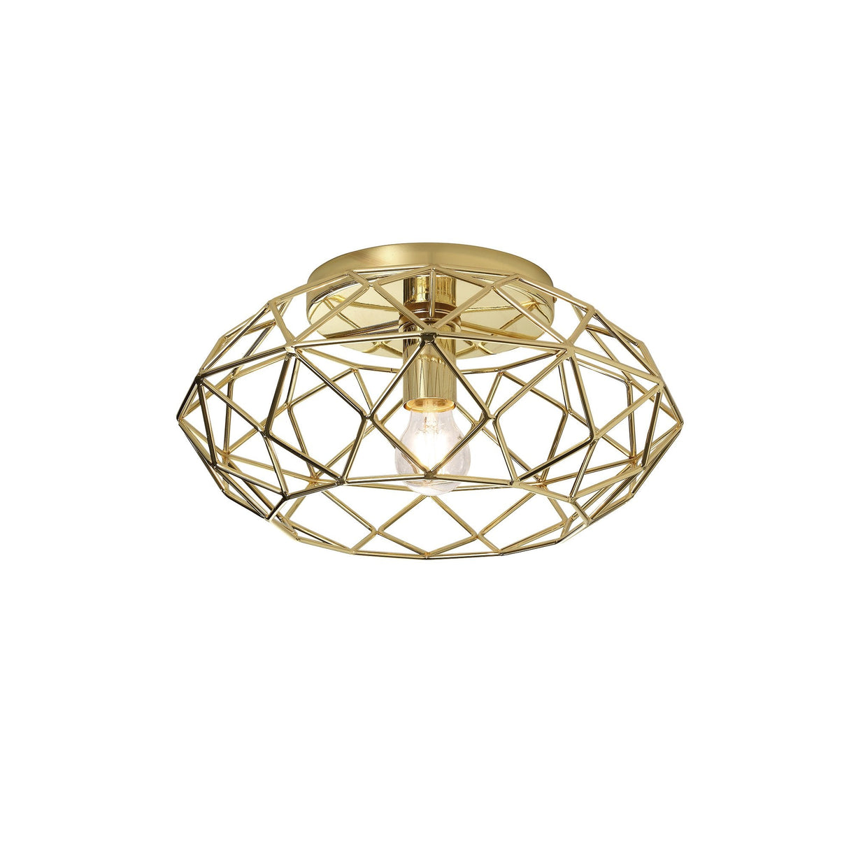 Elegant Polished Brass Flush Ceiling Light Fixture with E27 Socket