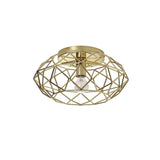 Elegant Polished Brass Flush Ceiling Light Fixture with E27 Socket